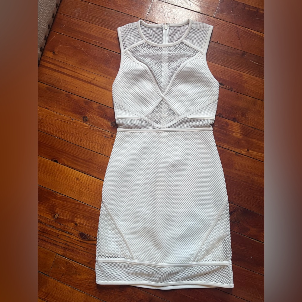 Express Bodycon Mesh Dress White Size Small